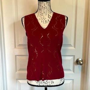 LOFT red sequin detail top